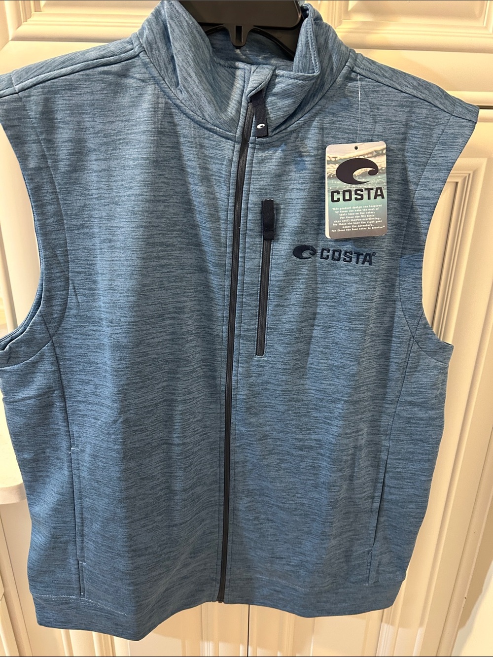 Costa Men’s Heather Sky Blue Zip-Front Performance Vest